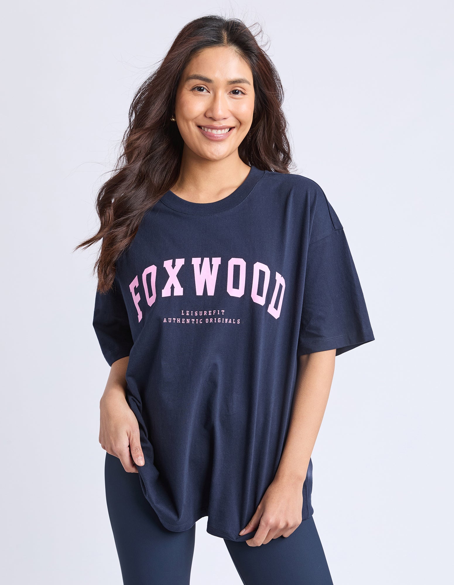 Interval Tee Navy With Neon Pink – Foxwood Clothing