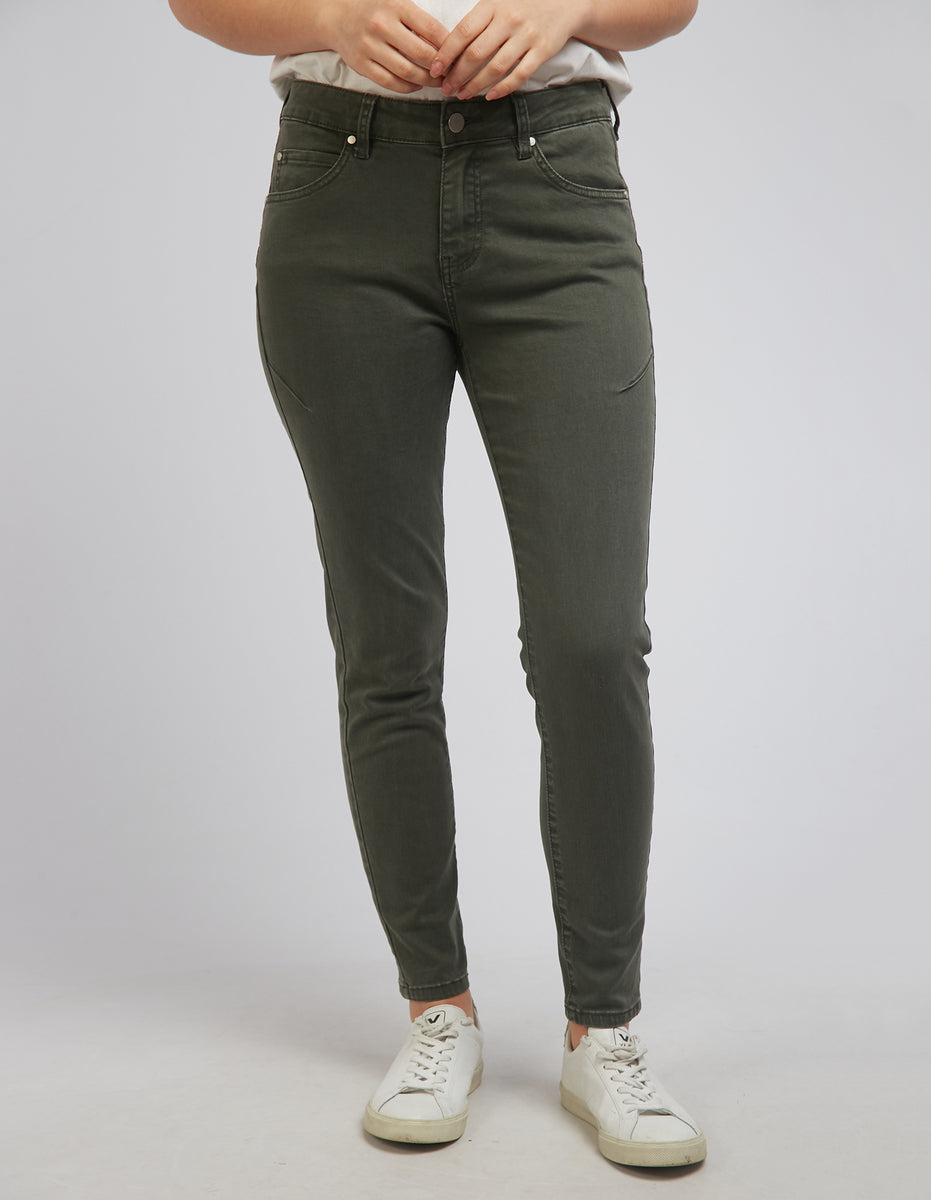 ☆NERDY☆ Women's Denim Mix Track Top Khaki Nova Knit Top - Khaki – Gingham & Heels