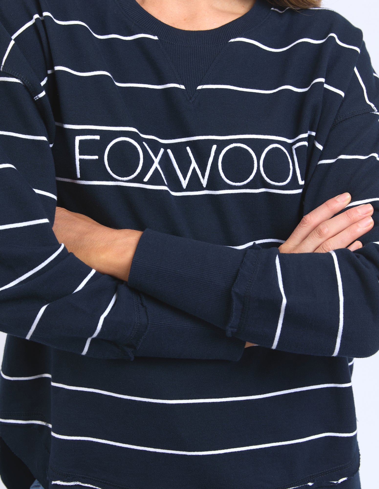 Classic Stripe Simplified Crew Navy/White Stripe β Foxwood Clothing